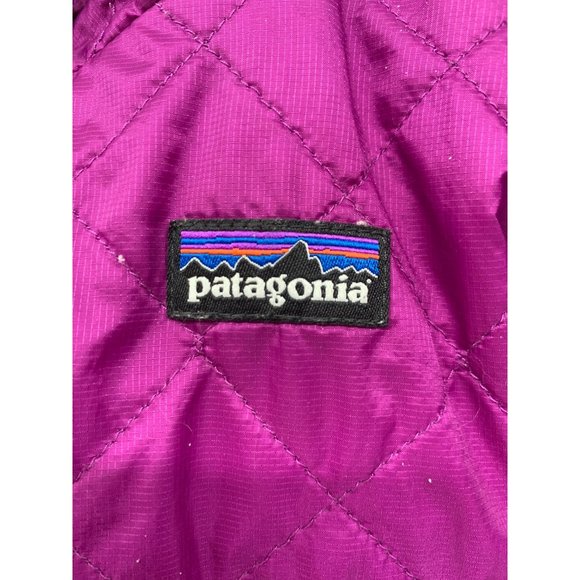 Patagonia Baby Three Month Puffer Jacket Hooded Diamond Quilted Raspberry Purple - Picture 4 of 9